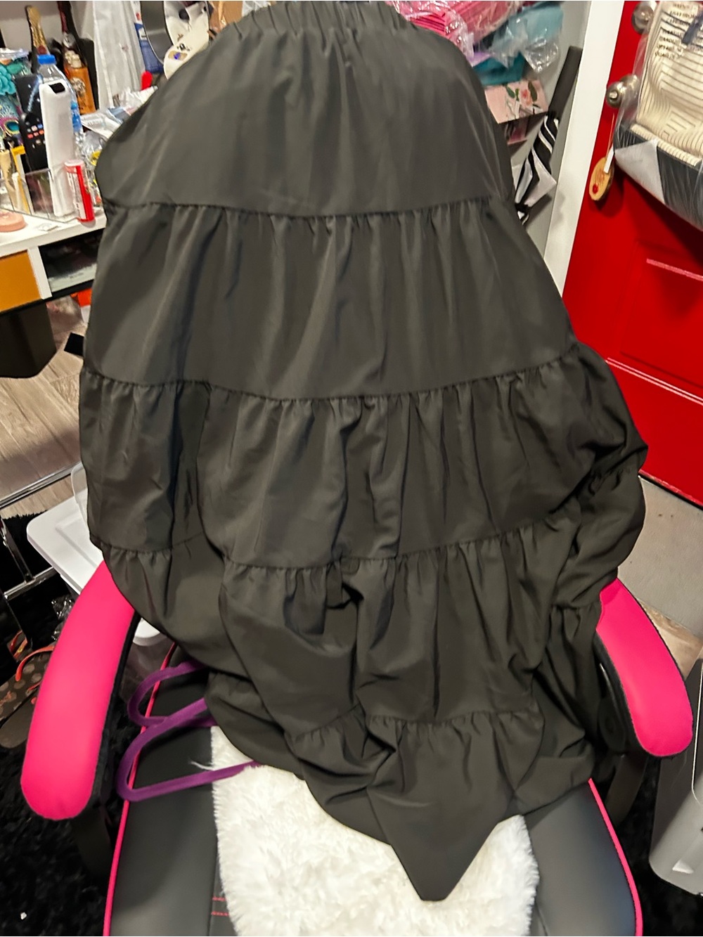 Source Unknown Black Tiered Maxi Skirt